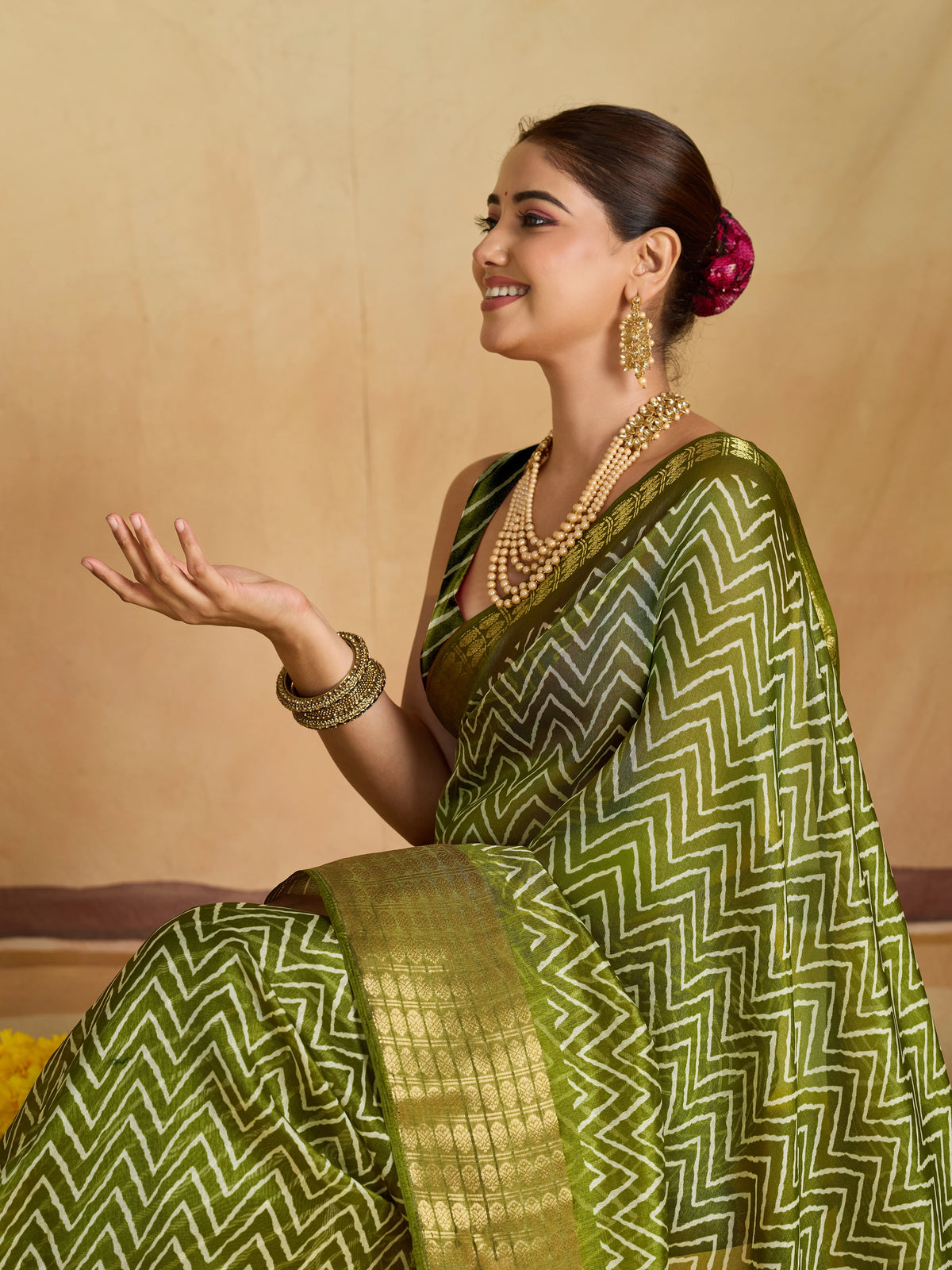 KcPc Luxury Cotton Silk Festive Wear Zig Zag SareeSTL