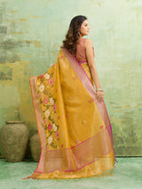 banarasi style saree with Crosia Work With Hand Embroidery