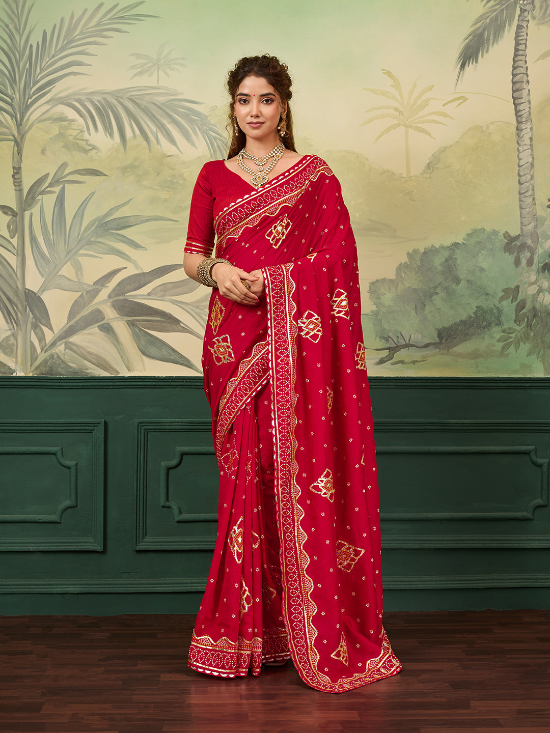 KcPc New Classic Modal Silk Saree with Traditional Gota Patti Embellishment GAN