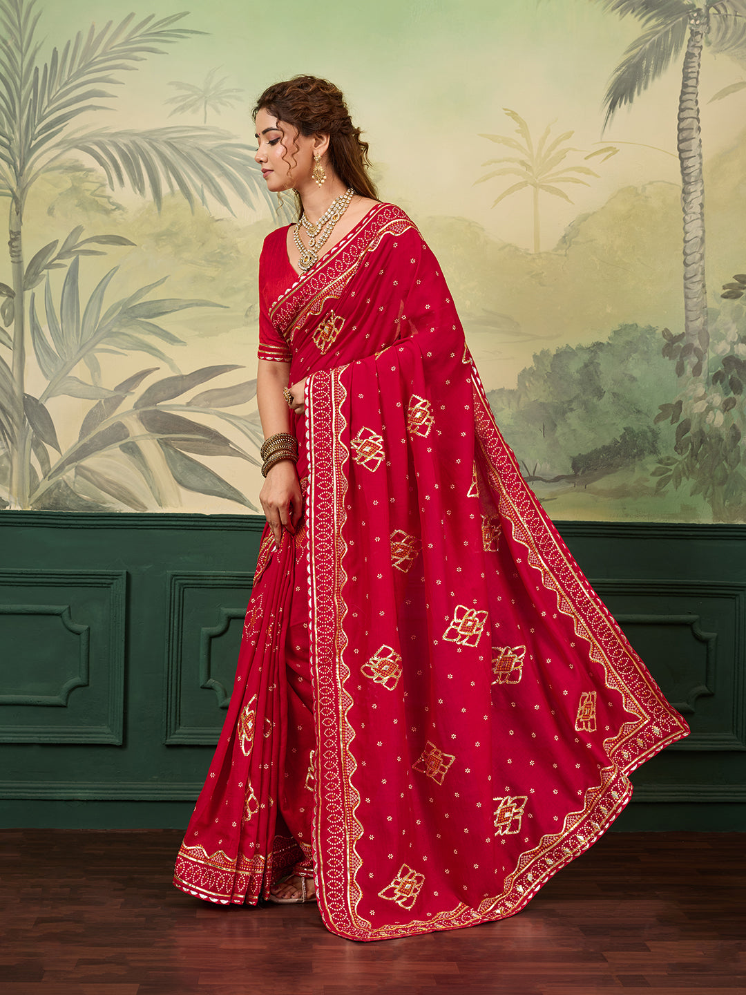 KcPc New Classic Modal Silk Saree with Traditional Gota Patti Embellishment GAN