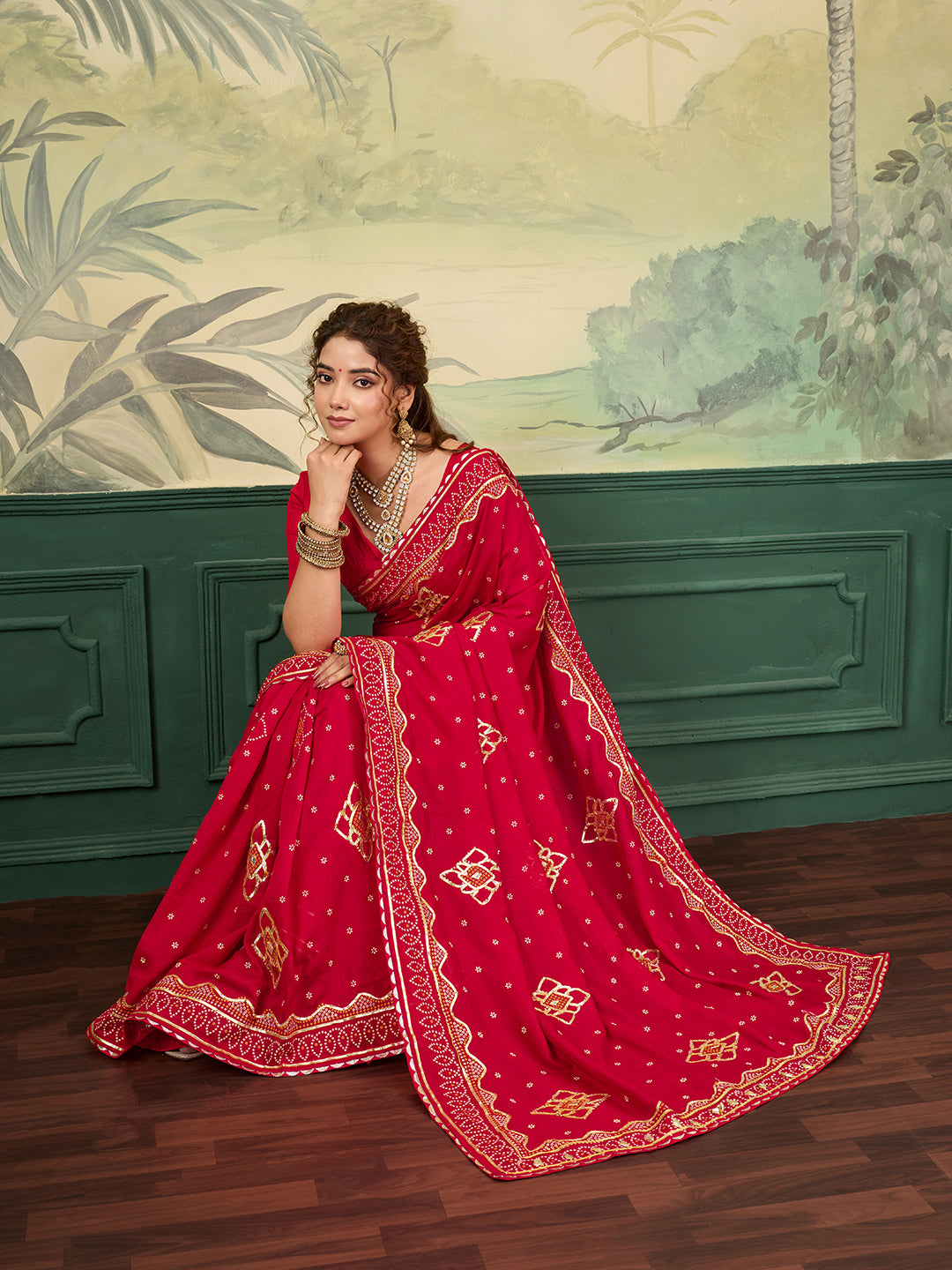 KcPc New Classic Modal Silk Saree with Traditional Gota Patti Embellishment GAN