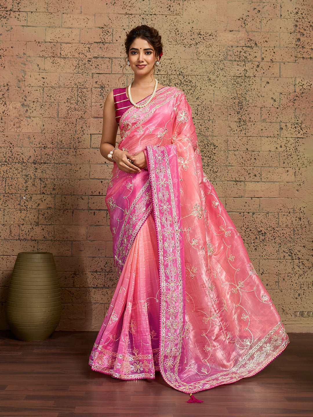 Buy New Latest Tissue Bollywood Style With Gotapatti Work Saree