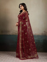 Buy Designer Saree With Handcrafted Aari Tari Work