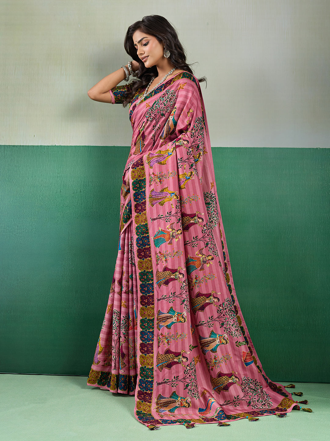 Buy Kalamkari Saree With Mehendi Wear