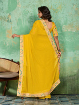 Gotapatti embroidery Work in yellow colour