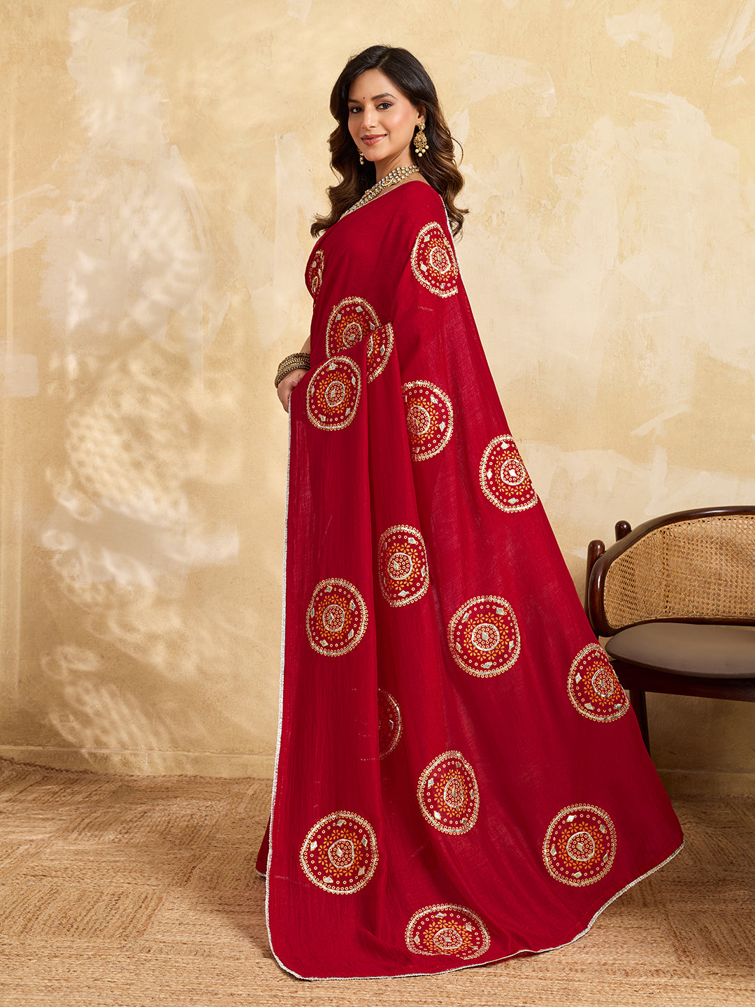 Buy Designer Bandhani Saree with Gota Patti Work Kcpc