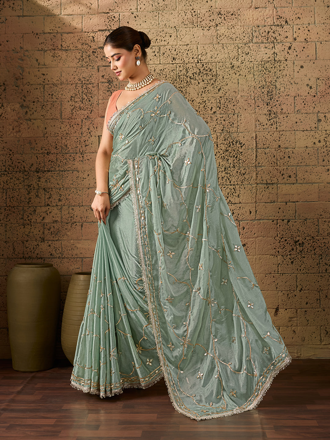 KcPc Elegant Chinon Silk Saree in Traditional Style with Gota Patti WorkSFS