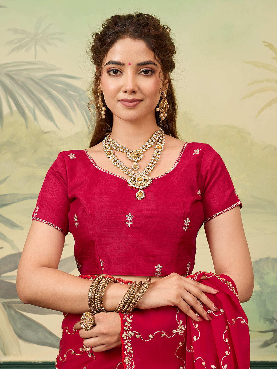 Buy Stylish Festive Wear Saree With Pittan Work KcPc