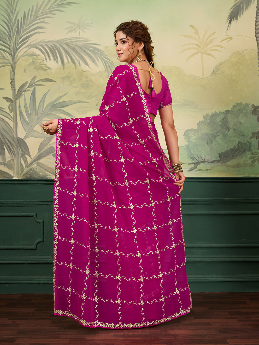 Buy New Festive Wear Saree With Rich Pittan Embellishment KcPc