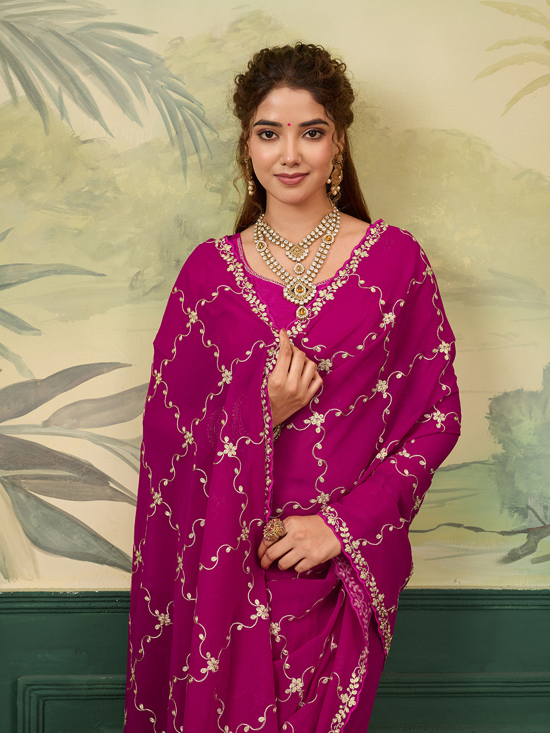 Buy New Festive Wear Saree With Rich Pittan Embellishment KcPc