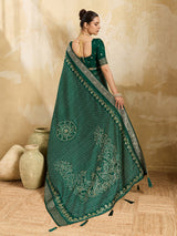 KcPc New Viscos Silk Bandhani Print Aari tari work Saree Green GAN