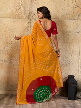 Buy Georgette Bandhani Saree With Festive Wear Kcpc