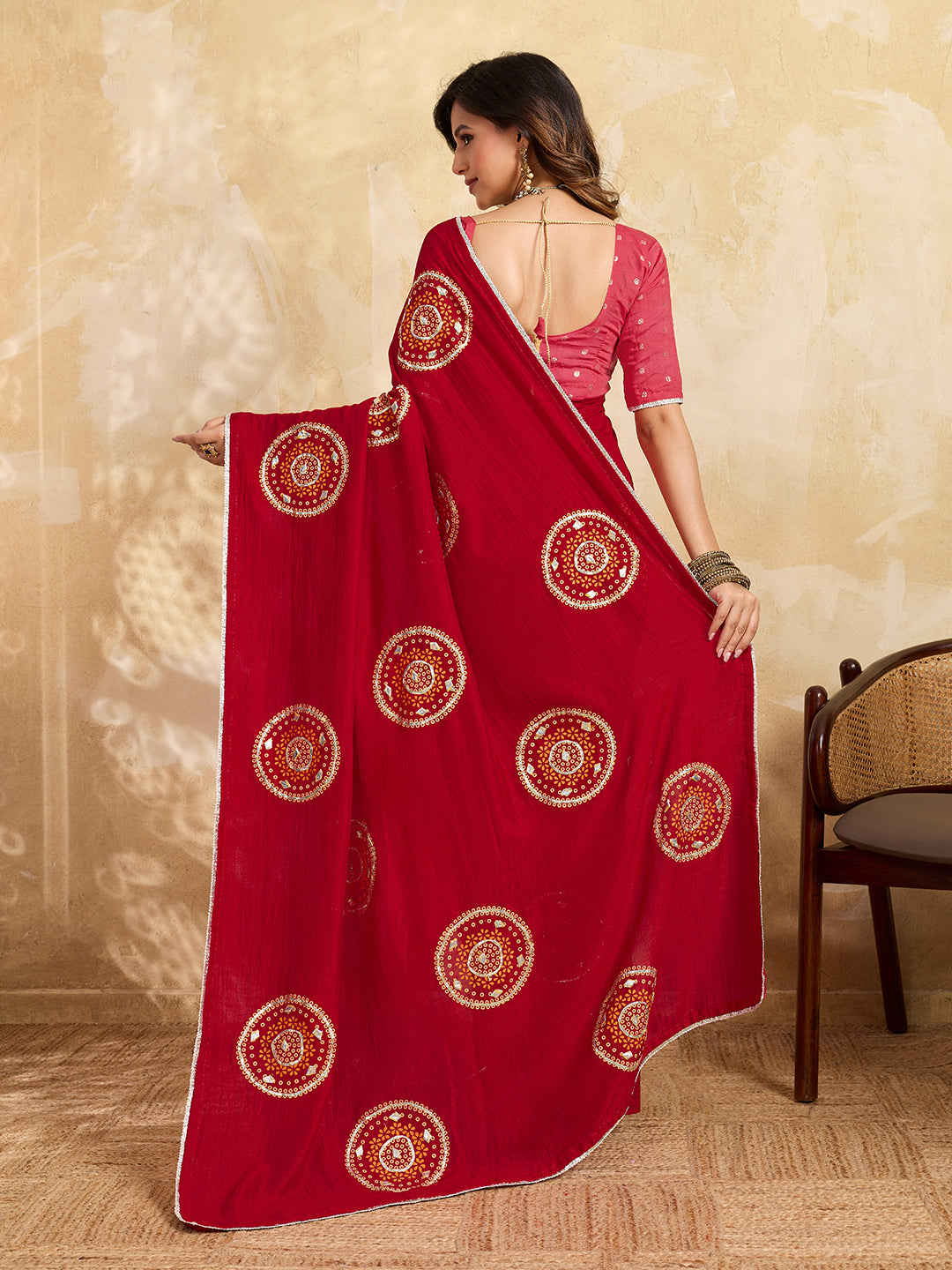 Buy Designer Bandhani Saree with Gota Patti Work Kcpc