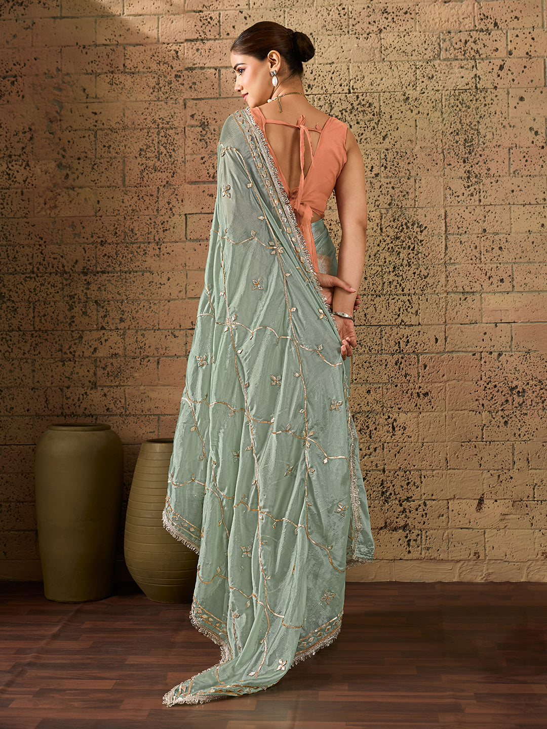 KcPc Elegant Chinon Silk Saree in Traditional Style with Gota Patti WorkSFS