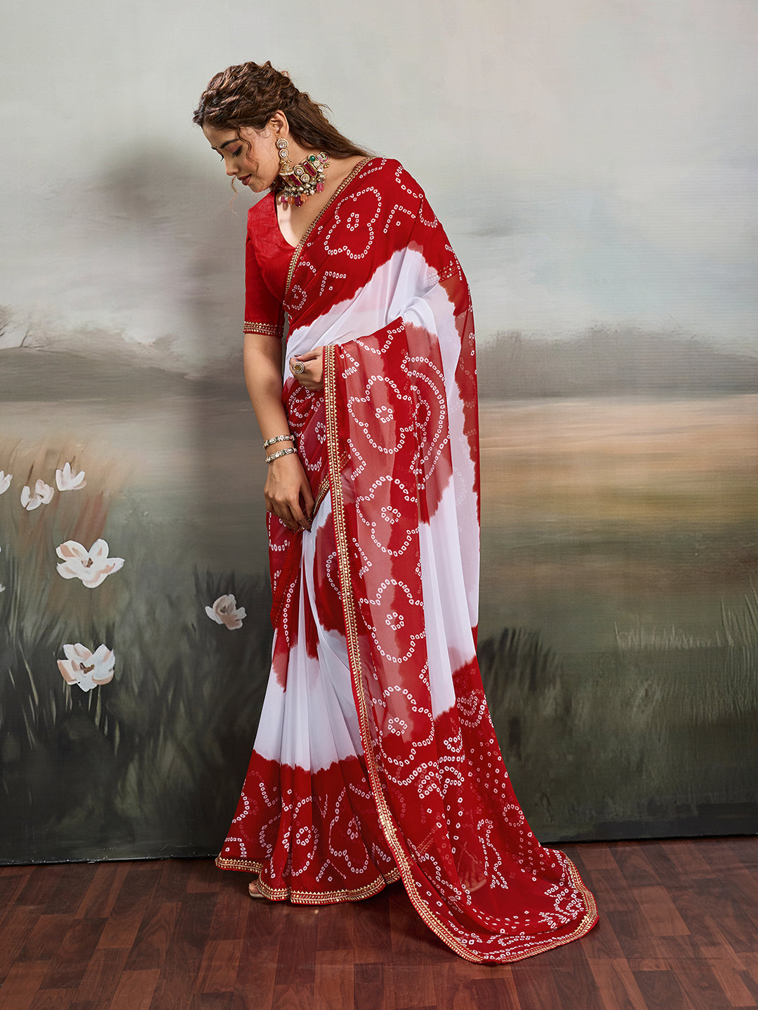 Buy New Festive Faag Style Saree with Elegant Border Work Kcpc image 2