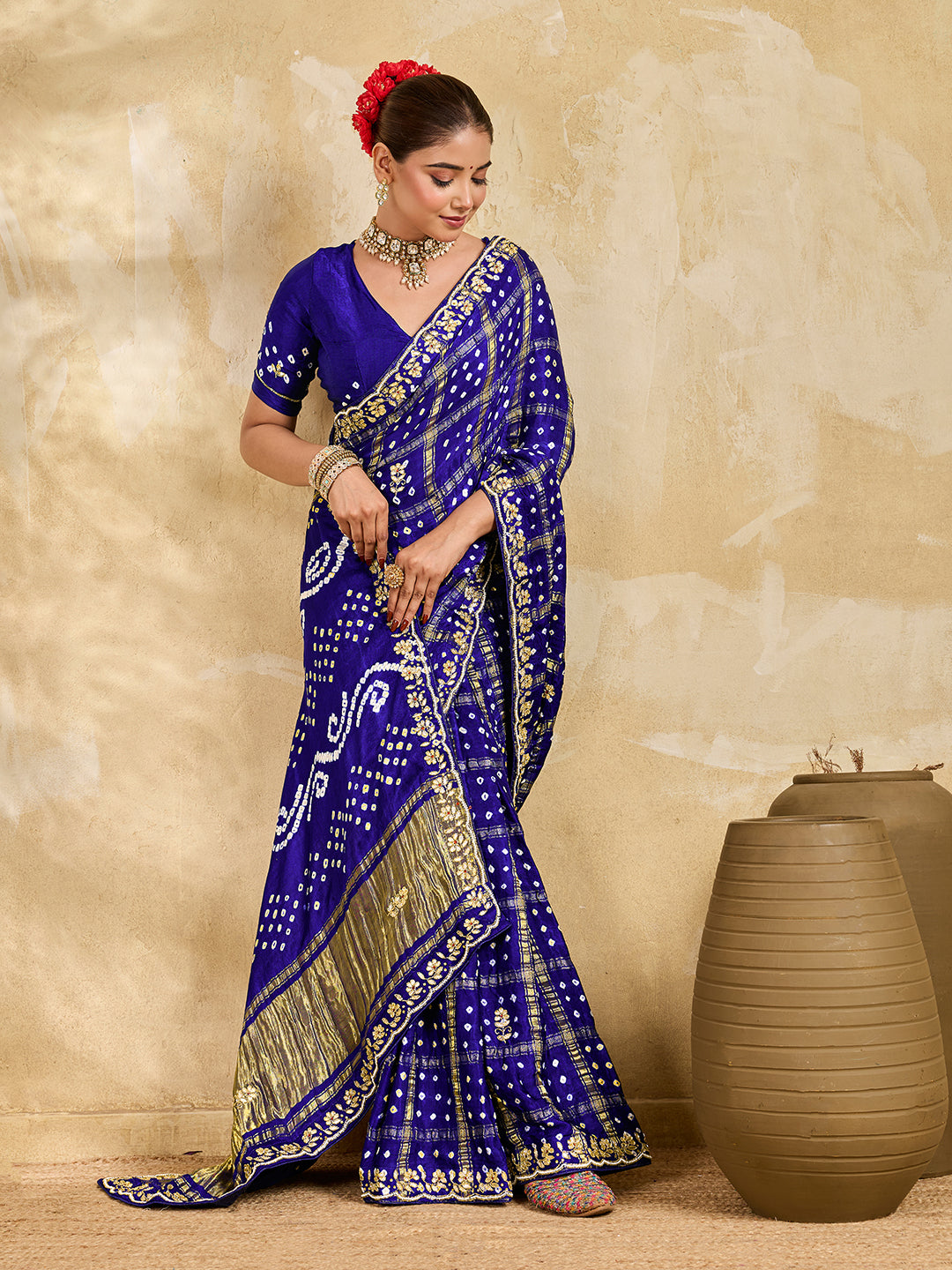 Buy New Royal Ghatchola Style Saree with Gota Patti Work KcPc