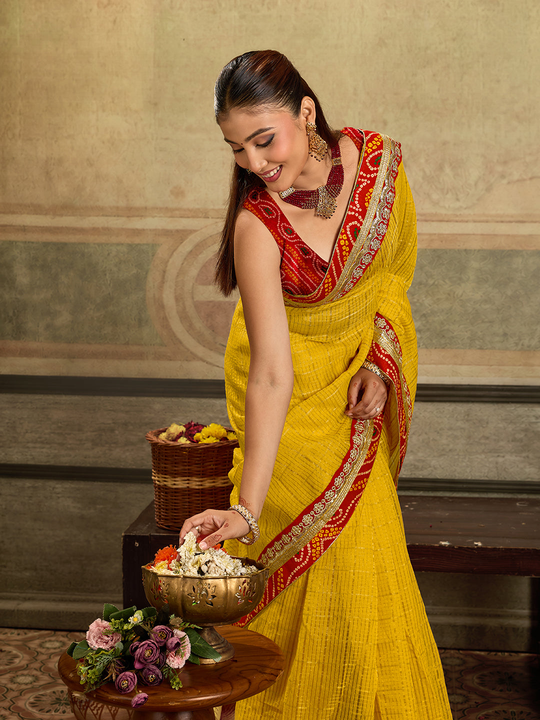 KcPc New Classic Banarasi Style Kota Doria Saree with Blouse SWA