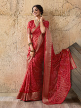 Cotton silk Ajrakh style Saree under 1000