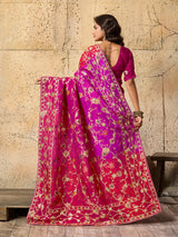 Meenakari Banarasi style saree in red colour