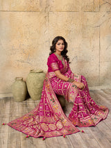 Georgette Gharchola Bandhej Cutdana Gotapatti Work Saree