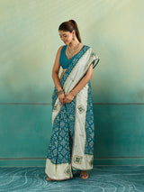 KcPc New Creap Silk Ajrakh Style With Stone Work Saree STR