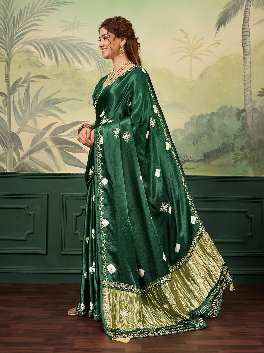 Buy Designer Saree with Handcrafted Cutdana Work KcPc