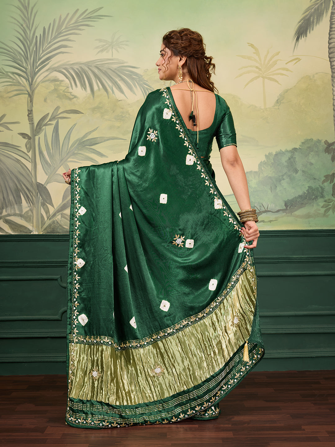 Buy Designer Saree with Handcrafted Cutdana Work KcPc