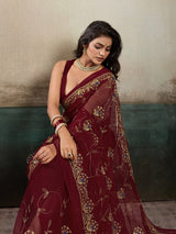 Buy Designer Saree With Handcrafted Aari Tari Work