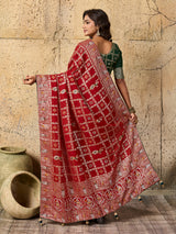 KcPc Designer Rajwadi style Gharchola Bandhej Sarees red pdm
