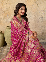 Georgette Gharchola Bandhej Cutdana Gotapatti Work Saree