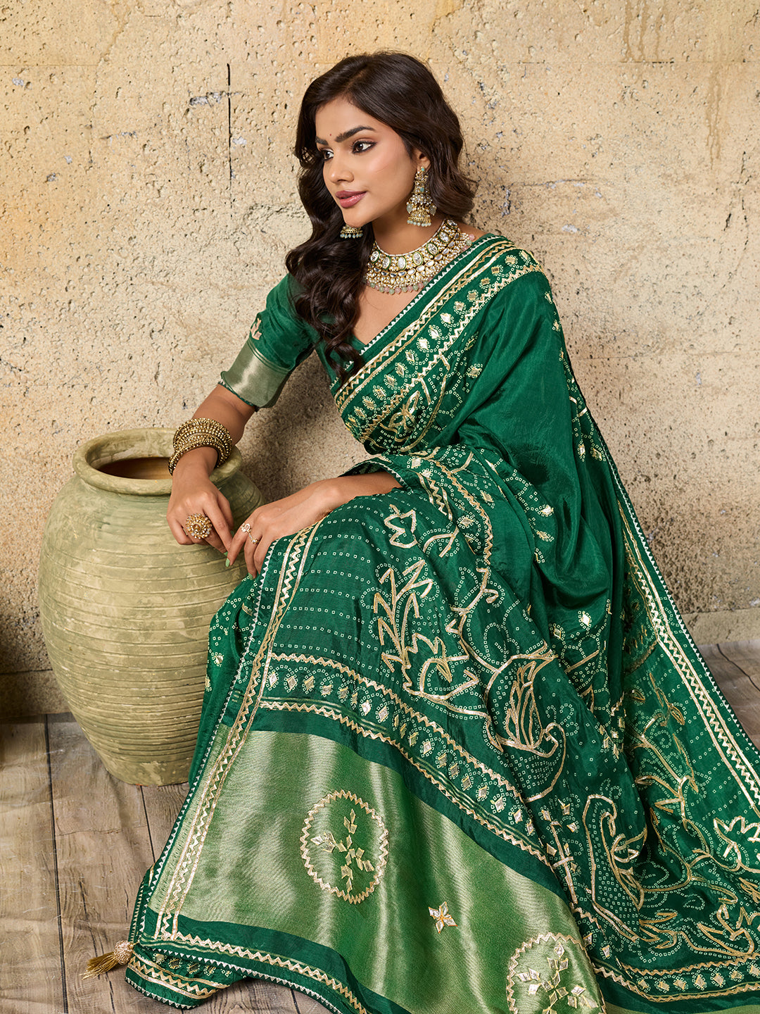 Buy Modal Silk Bandhani Style Saree KcPC