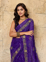 Buy latest Royal Bandhani Georgette Saree With Wedding Wear