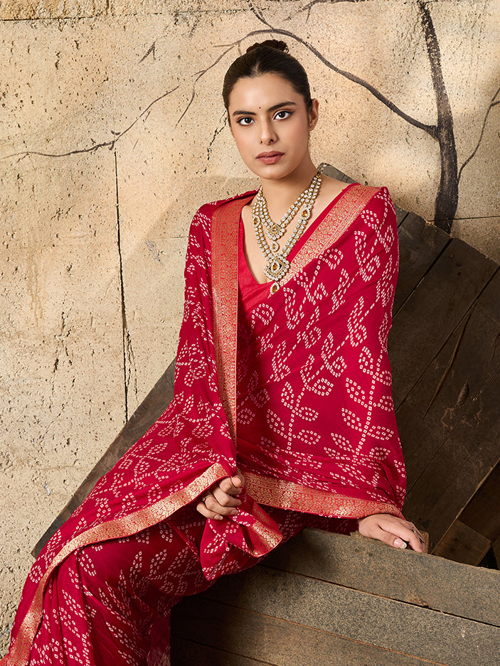 KcPc New Daily Wear Moss Chiffon Bandhani Style SareeKDN