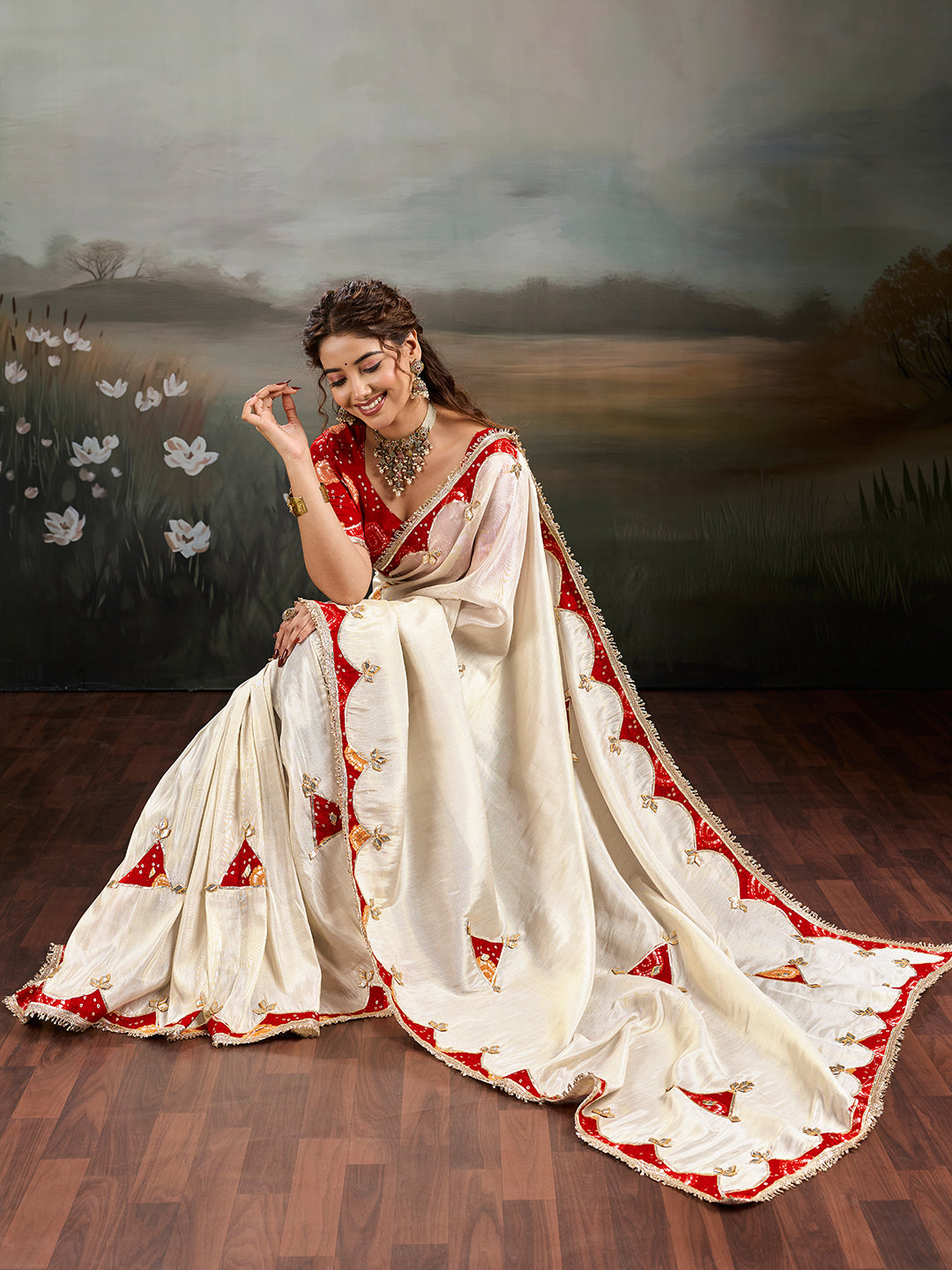 Buy Designer Style Saree WithGotaPatti Work Kcpc