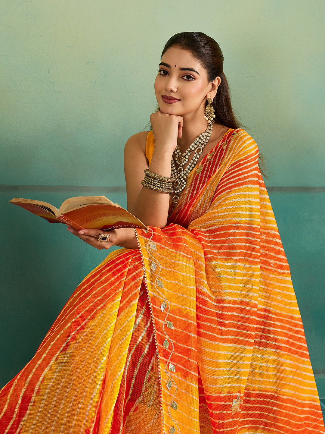 Buy Leheriya Style With Gotapatti Work Saree