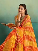Buy Leheriya Style With Gotapatti Work Saree