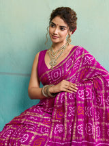 KcPc New Gaji Silk Bandhani Ghatchola SareeRani