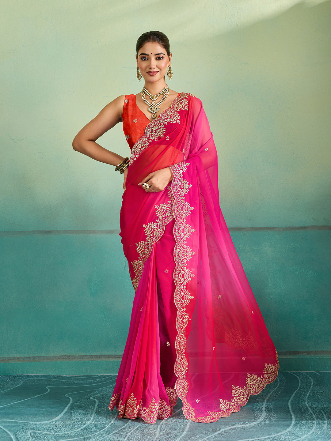 KcPc Premium Chiffon Saree with Classic Traditional DesignSWA
