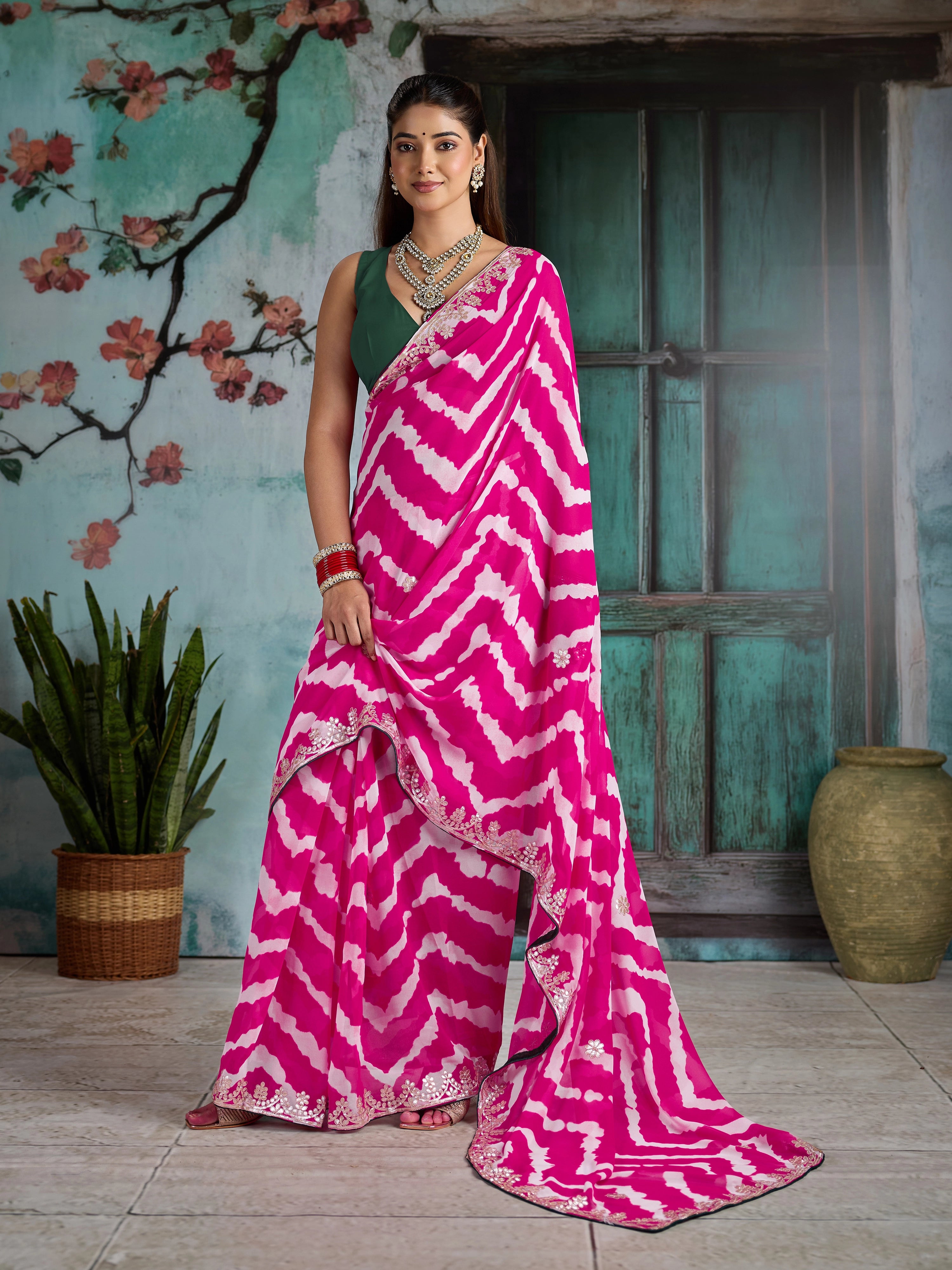 KcPc Latest Leheriya Style Saree Collection for Women