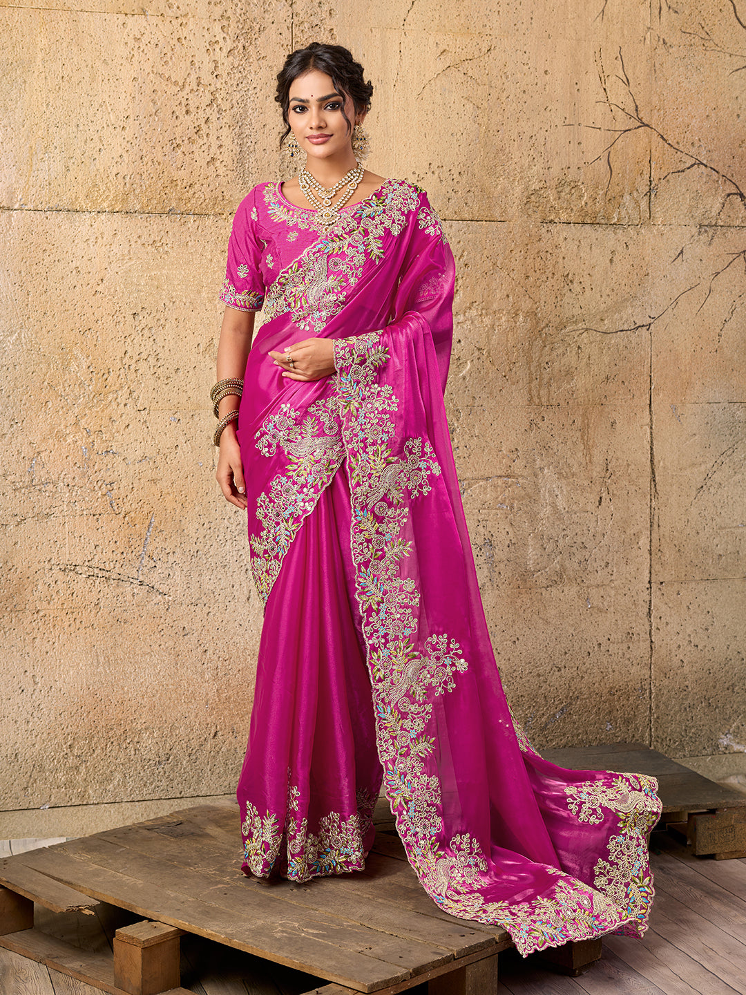 Buy Designer Pure Tissue Silk Saree Kcpc Image 1