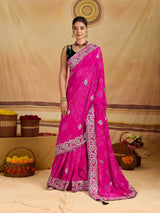 KcPc Georgette Bandhani Saree with Gotapatti Work AFN