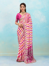 Buy Leheriya Chinon Silk Saree with Gotapatti Work Kcpc