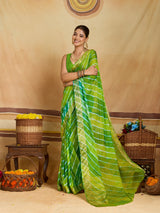 KcPc Royal Ethnic Wear Saree with Designer Leheriya Style and Zari BorderSFS