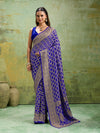 KcPc New Launch Pure Khaddi Georgette Upada Neemzari Bandhej SareeRoyal Blue