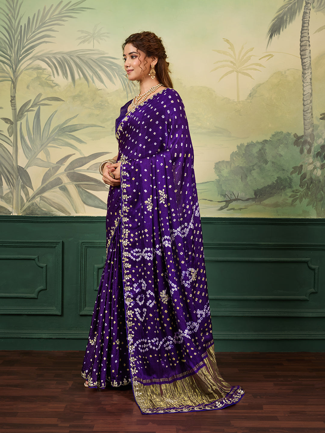 Buy Mondal Silk wiht Bandhani Style Saree kcpc