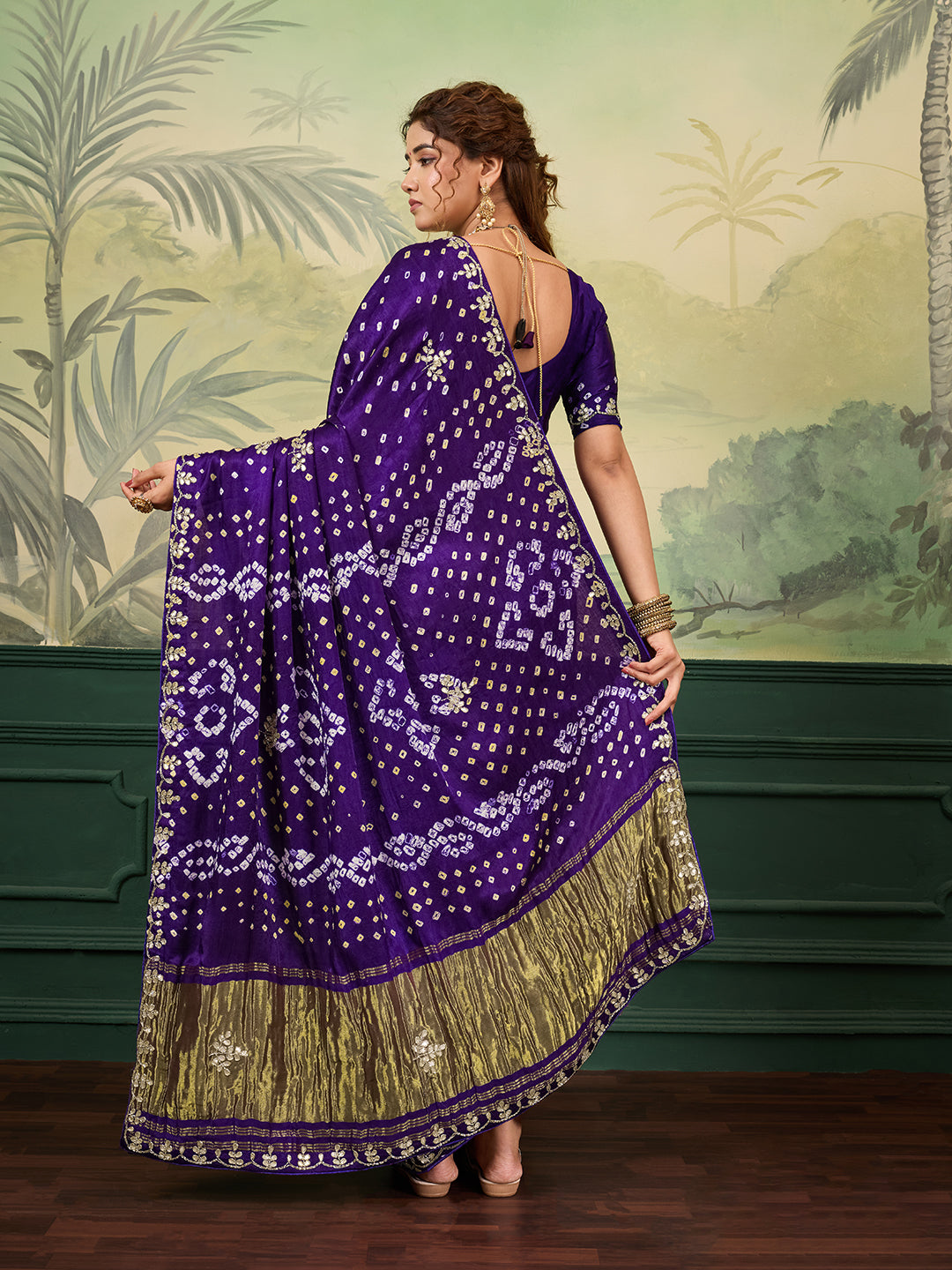 Buy Mondal Silk wiht Bandhani Style Saree kcpc