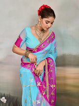 KcPc Traditional Style Chiffon Saree with Gota Patti DetailingMHS