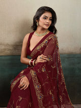 Buy Designer Saree With Handcrafted Aari Tari Work