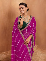 Leheriya style saree in pink colour