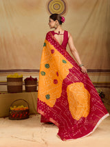 KcPc New Elegant Cotton Ghatchola Saree with Bikaneri Bandhej Work KC
